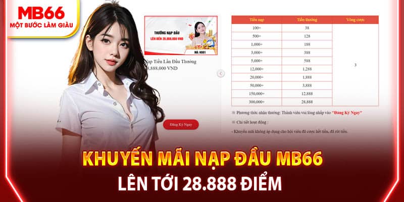 Khuyến mãi nạp đầu MB66 lên tới 28,888 điểm